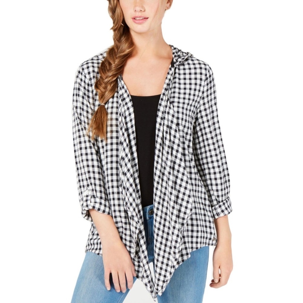 Roxy • open front hoodie shirt • M